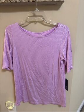 Apt. 9 Lilac Metallic Stripe Scoop Neck Tee